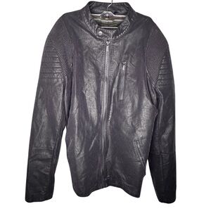 Zara Man Navy Blue Motorcycle Jacket